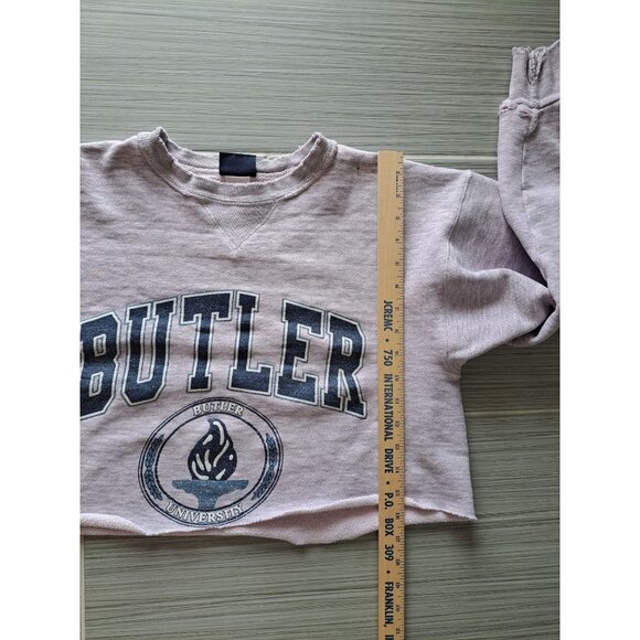 Vintage Jansport Butler University Cropped Crewneck Sweatshirt Distressed USA M - Picture 8 of 10